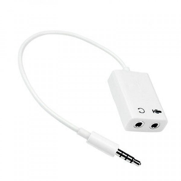 3.5mm Stereo TRRS 4-Pole Plug to 3.5mm Mic & Headset Jack iPhone Audio Adapter