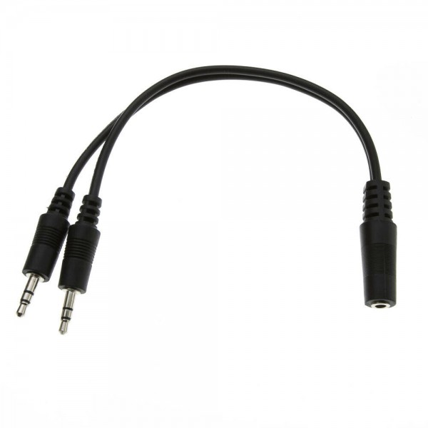 3.5mm Stereo Audio 1x Female to 2x Male Splitter Y Cable